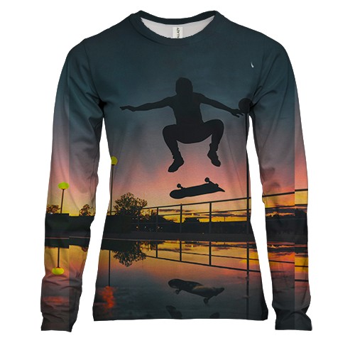 Женский 3D лонгслив Skate and sunset