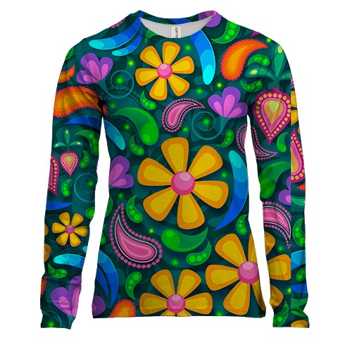 Женский 3D лонгслив Art flowers pattern