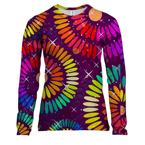 Женский 3D лонгслив Rainbow circles