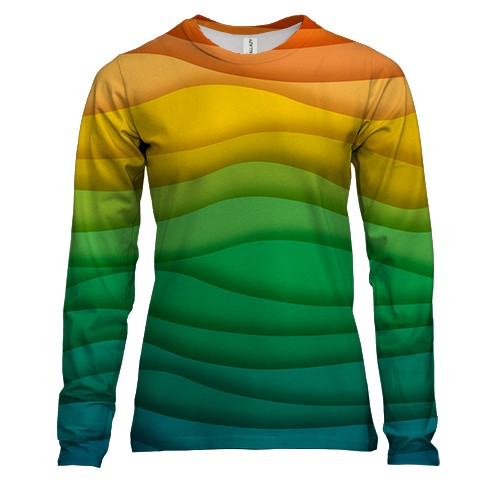 Жіночий 3D лонгслів Rainbow waves