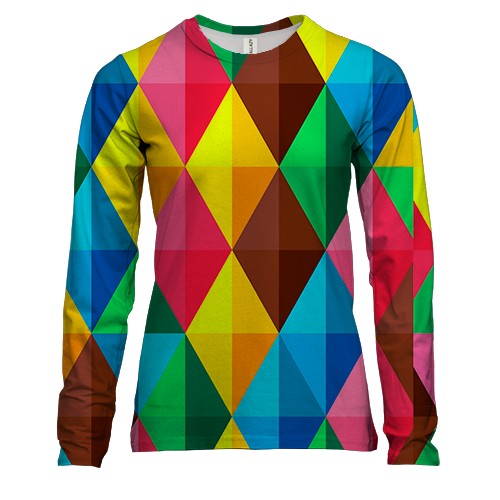 Жіночий 3D лонгслів Multicolored rhombuses