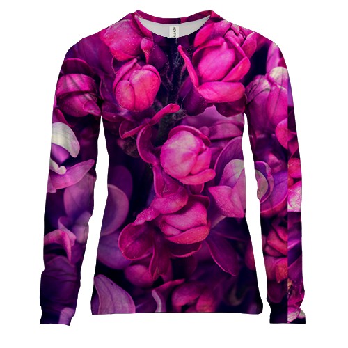 Женский 3D лонгслив Purple petals pattern