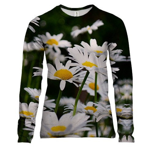 Женский 3D лонгслив Chamomile pattern