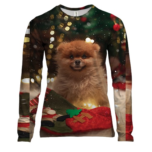 Жіночий 3D лонгслів New Year dog 4