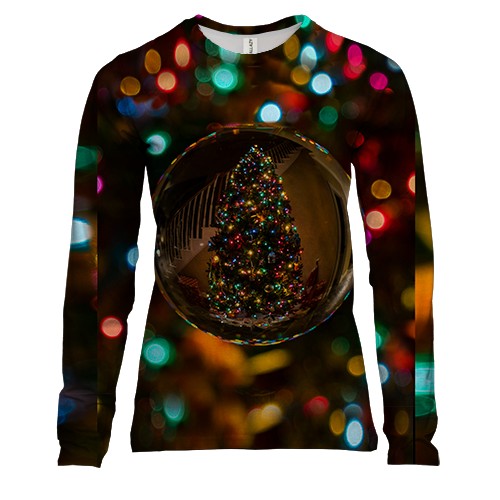 Жіночий 3D лонгслів Ball with Christmas tree 2