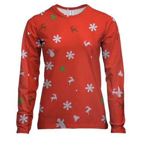 Жіночий 3D лонгслів Snowflakes on red