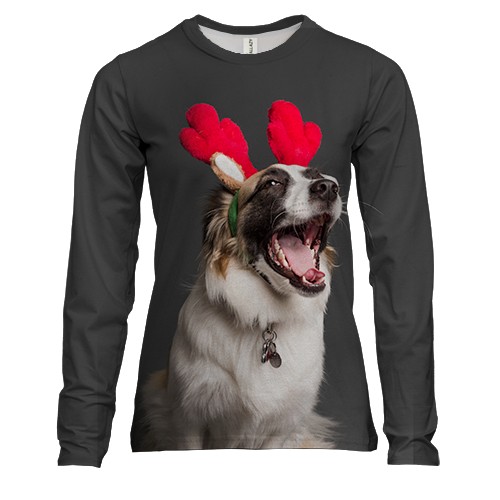 Жіночий 3D лонгслів New Year dog 3