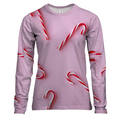 Женский 3D лонгслив Christmas candy 2