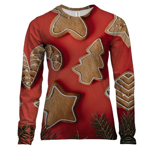 Женский 3D лонгслив Christmas gingerbread