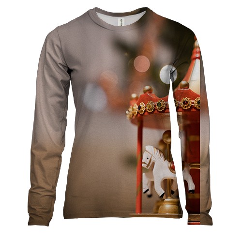 Женский 3D лонгслив Christmas carousel
