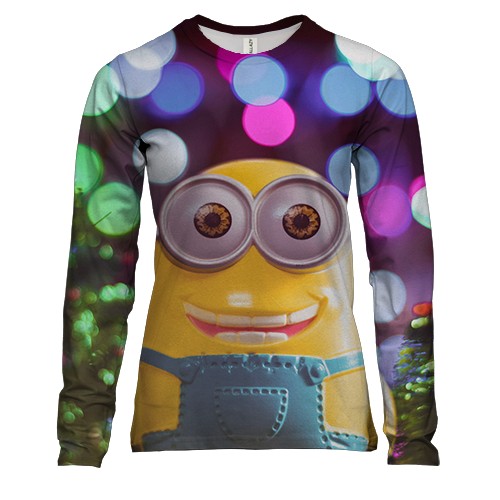 Женский 3D лонгслив New year minion