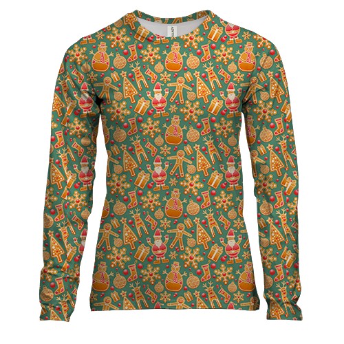 Жіночий 3D лонгслів Christmas gingerbread pattern