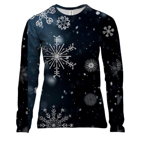 Жіночий 3D лонгслів Snowflakes pattern 2
