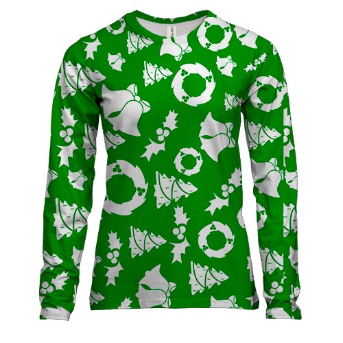 Жіночий 3D лонгслів Christmas green pattern