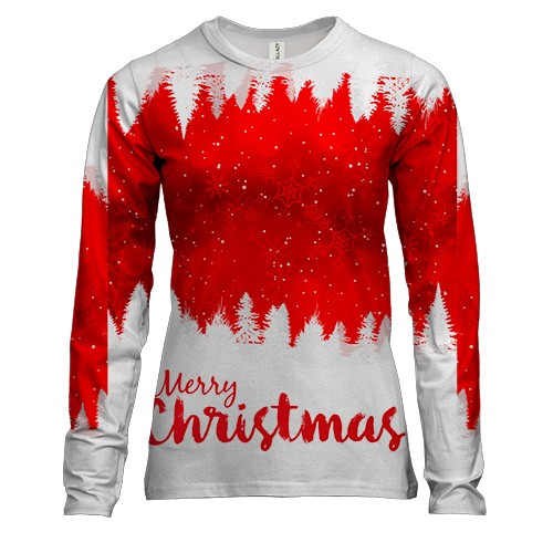 Жіночий 3D лонгслів Christmas red trees
