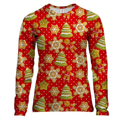 Женский 3D лонгслив Новогодние печеньки