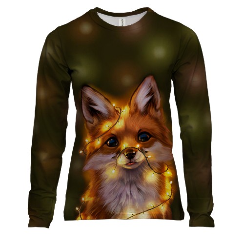 Жіночий 3D лонгслів Лисеня та гірлянда