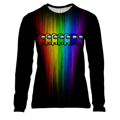 Женский 3D лонгслив Among us Радуга