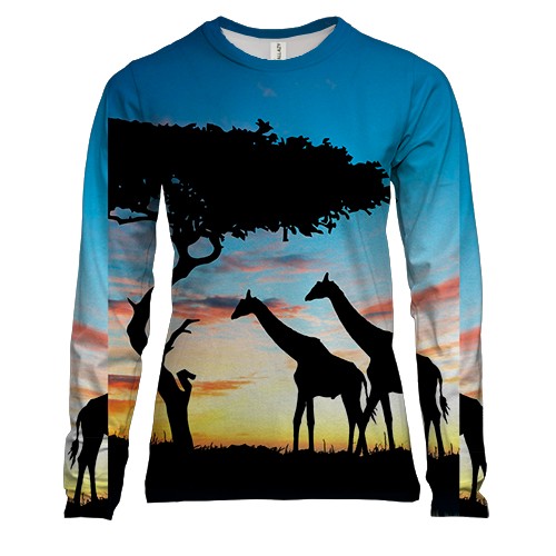 Женский 3D лонгслив Safari sunset