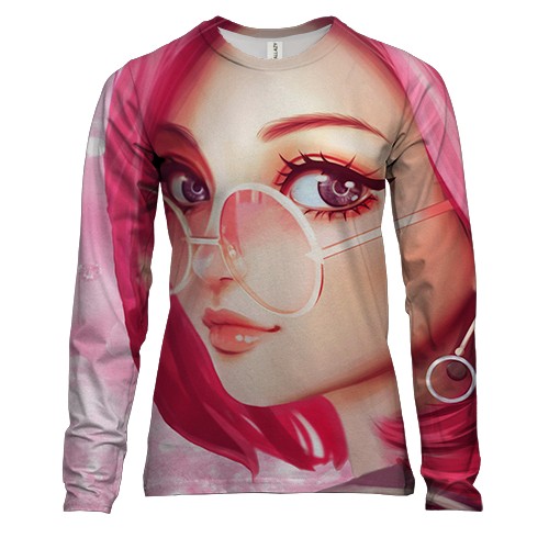 Жіночий 3D лонгслів Pink anime girl