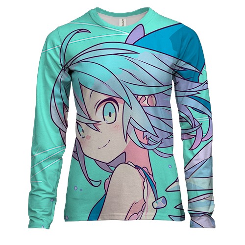 Женский 3D лонгслив Blue anime girl