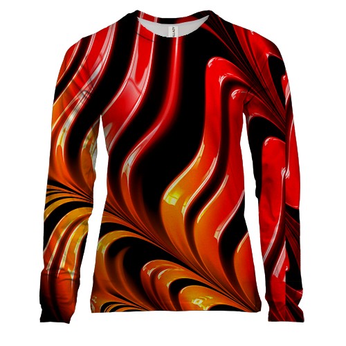 Женский 3D лонгслив Abstraction red lines