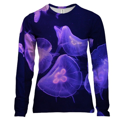 Жіночий 3D лонгслів Фіолетові медузы