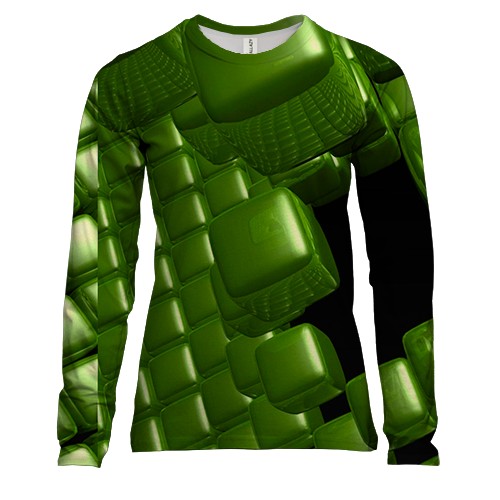 Женский 3D лонгслив Green cubes