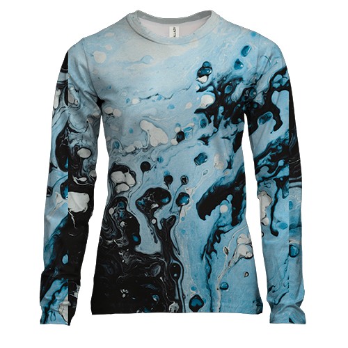 Женский 3D лонгслив Абстракция разводы краски. 27