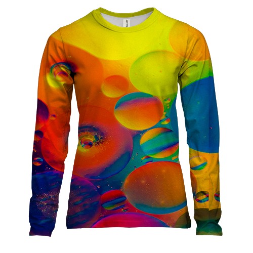 Жіночий 3D лонгслів Rainbow drops 2