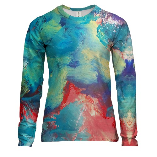 Женский 3D лонгслив Абстракция разводы краски. 26