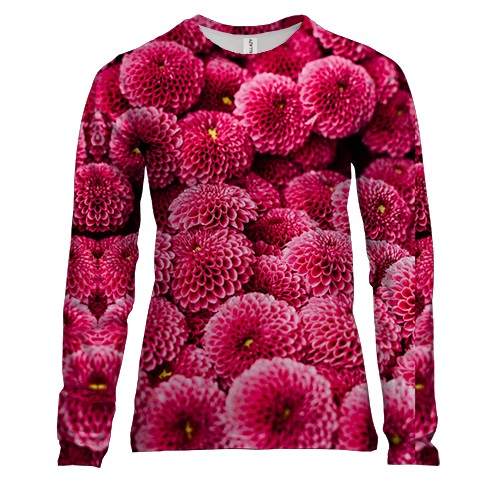 Женский 3D лонгслив Паттерн розовые бутоны