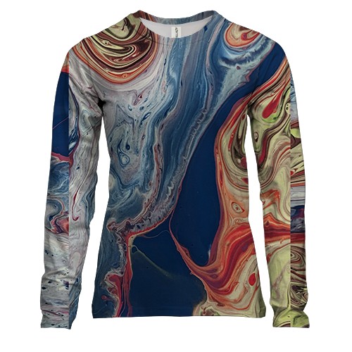 Жіночий 3D лонгслів Абстракція розводи фарби. 22
