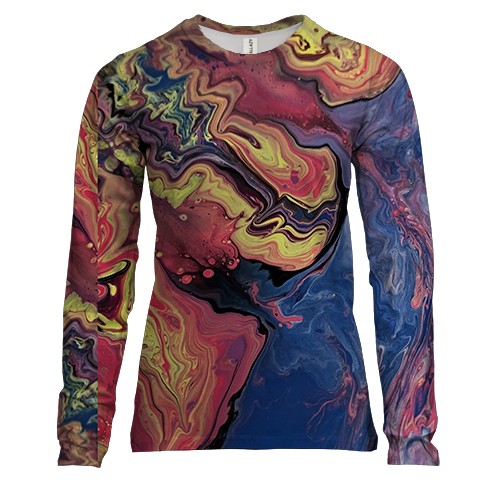 Жіночий 3D лонгслів Абстракція розводи фарби. 23