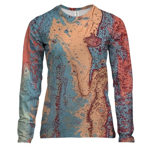 Жіночий 3D лонгслів Абстракція розводи фарби. 24