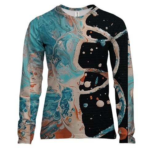 Женский 3D лонгслив Абстракция разводы краски. 14