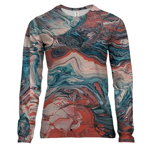 Жіночий 3D лонгслів Абстракція розводи фарби. 16