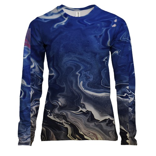 Женский 3D лонгслив Абстракция разводы краски. 11