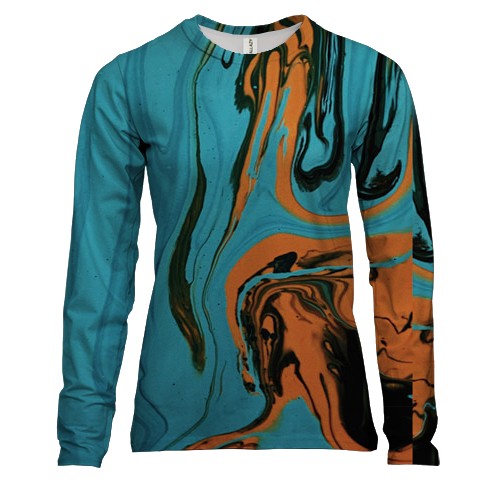 Жіночий 3D лонгслів Абстракція розводи фарби. 12