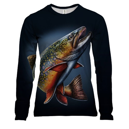 Женский 3D лонгслив с рыбой