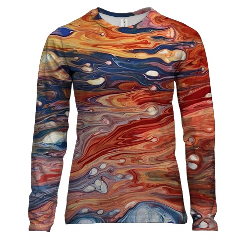 Женский 3D лонгслив Абстракция разводы краски. 4