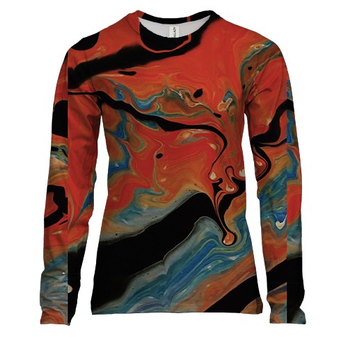 Жіночий 3D лонгслів Абстракція розводи фарби. 6