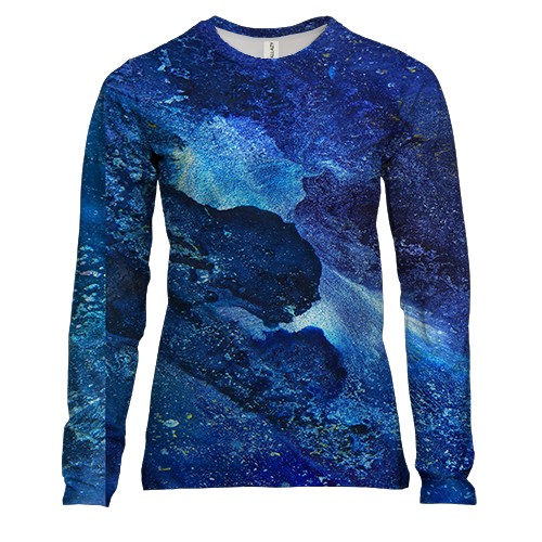 Жіночий 3D лонгслів Абстракція розводи фарби 9