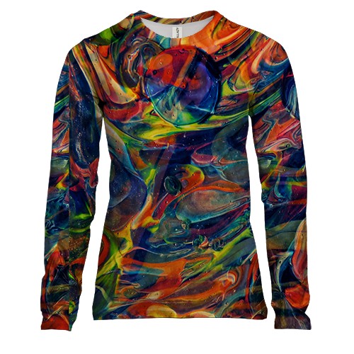 Женский 3D лонгслив Неоновые разводы 2