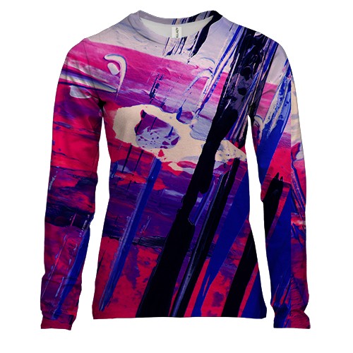 Жіночий 3D лонгслів Абстракція розводи фарби 7
