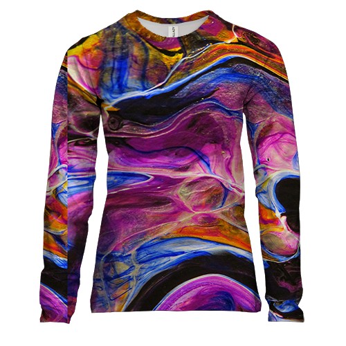 Женский 3D лонгслив с разводами краски