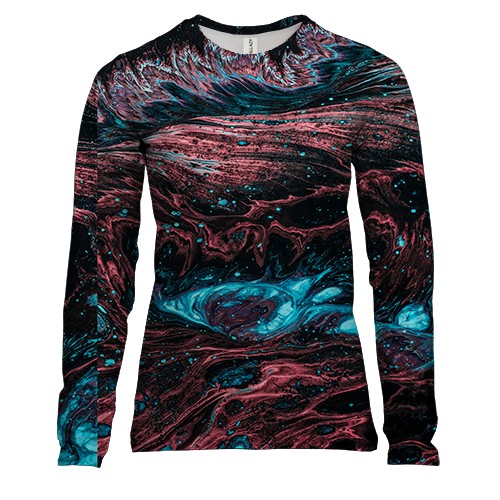 Жіночий 3D лонгслів Абстракція розводи фарби 2