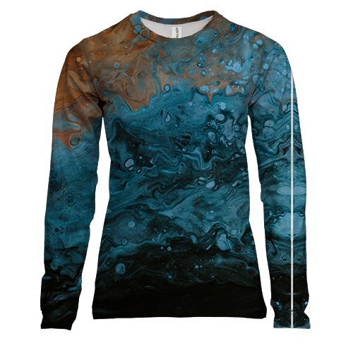 Жіночий 3D лонгслів Абстракція розводи фарби 4