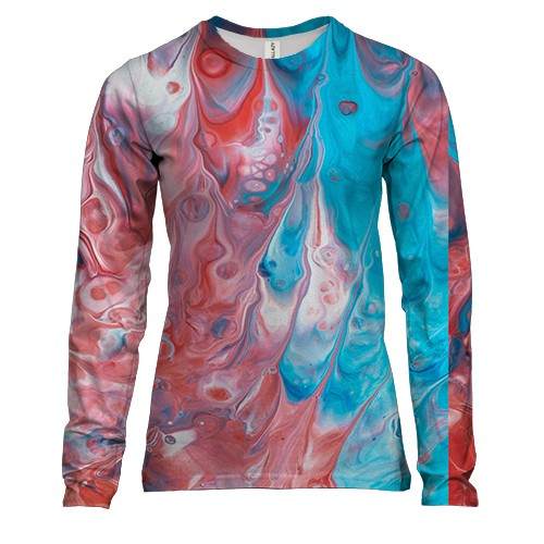 Жіночий 3D лонгслів Абстракція розводи фарби 5