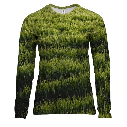 Жіночий 3D лонгслів Green grass pattern
